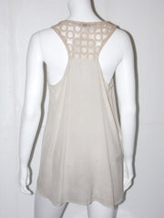 T-shirt Canotta MissMiss svasata in voual  con collo in pizzo a v