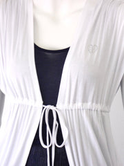 Maglia Cardigan AnimaGemella Smanicato con Drappeggi allacciato sul punto vita