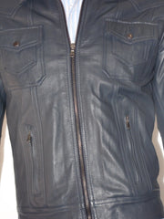 Giubbotto in pelle nappa OverPell con colletto zip e tasche sul davanti