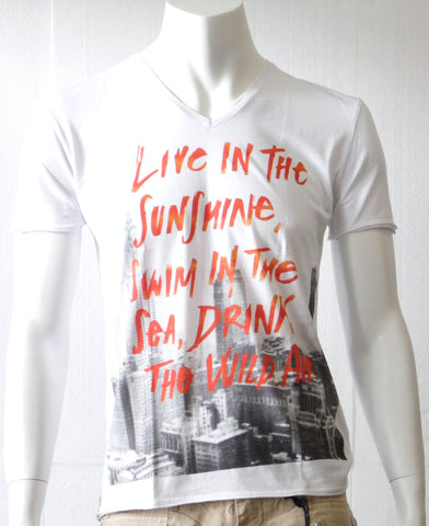 GAUDI T-shirt bianca con stampe e scritte in contrasto