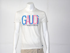 Gaudi t-shirt blù con stampa bicolore