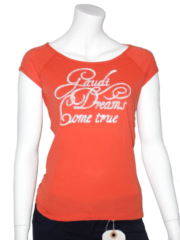 T-shirt Gaudi con scritte in contrasto e paillettes